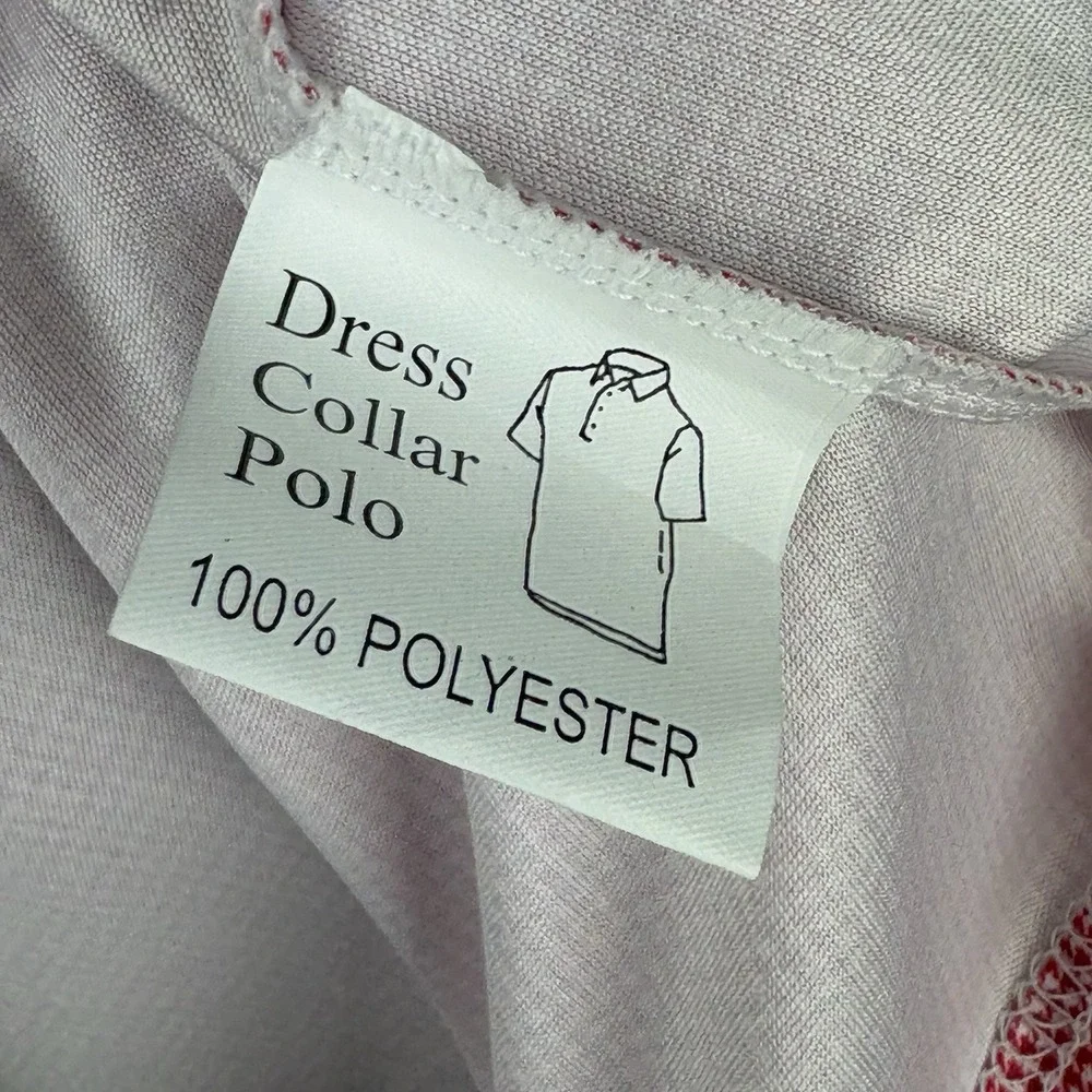 Collars & Co Dress Collar Polo Mens XL Red White Houndstooth Stretch Preppy